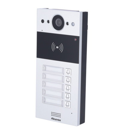 Comprar AKUVOX AK-R20B-5B Videoportero IP en superficie - Cámara 2 Mpx | Audio bidireccional - Apertura con tarjetas EM/MF y NFC | 2 relés - 5 apartamentos | PoE, SIP estándar - Mantenimiento Cloud - Conexión a través de Cloud | Salida 12V