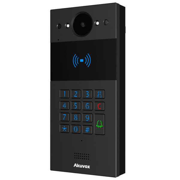 AKUVOX AK-R20K-BLACK Videoportero IP en superficie - Cámara 2 Mpx | Audio bidireccional - Apertura con tarjeta EM/MF, NFC y PIN