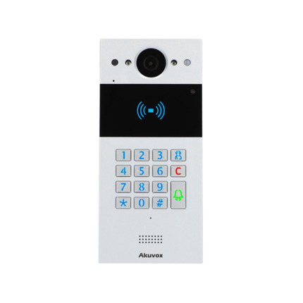 Comprar Akuvox AKUVOX-31 R20K-2 Estación de videoportero a 2 hilos Akuvox. Teclado numérico con botones adicionales. Cámara de 2MP. Incorpora micrófono y altavoz. Lector de tarjetas de proximidad. Interfaz Wiegand, RS485 y 1 entrada. 1 salida de relé par