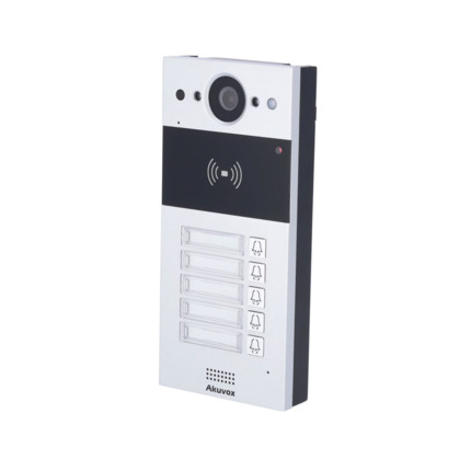 Comprar Akuvox AKUVOX-40 R20B-S-5 Estación de videoportero IP Akuvox. Cinco botones de llamada. Cámara de 2MP. Incorpora micrófono y altavoz. Fast Ethernet. Integrado con cualquier dispositivo SIP. 2 entradas. 2 salida de relé para abrepuertas. Configura