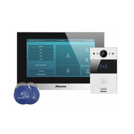 Comprar Akuvox AKUVOX-41 NEPTUNE-2 Kit de videoportero Akuvox compuesto por:. 1x videoportero 2 hilos AKUVOX-32 (R20A-2). 1x monitor WiFi 2 hilos AKUVOX-33 (C313W-2). 1x Alimentador 48V carril DIN. 2 Tags Desfire. 4x Access SmartPlus