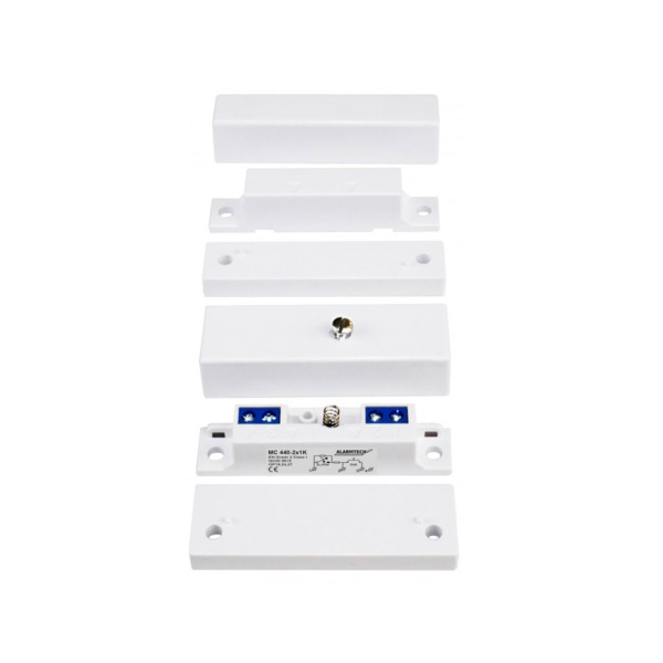 Alarmtech DEM-016 MC 440 2X4,7K Contacto magnético de superficie. GAP no magnético de 37 mm. GAP magnético de 24 mm. Función NC.