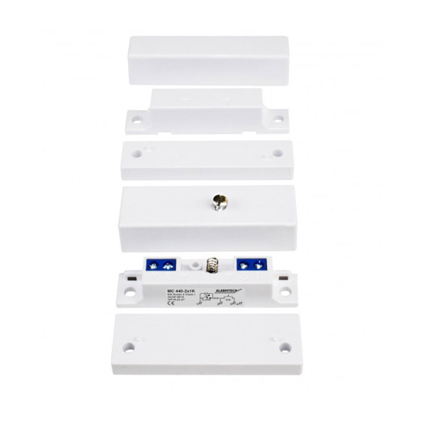 Alarmtech DEM-1090 MC 440 Contacto magnético de superficie. NC. Incorpora 2 resistencias. EN50131-2-6 Grado 2.
