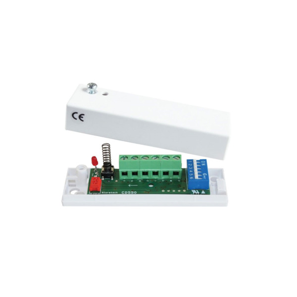 Alarmtech DEM-1277 CD 550 Detector inercial autónomo de vibracion para montaje en techos, paredes, marcos, ventanas, suelos y ma