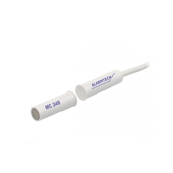 Alarmtech DEM-721 MC 340-10 Contacto magnético de empotrar ALARMTECH con 10 metros de cable blanco de 4 hilos. Plástico. IP67. E