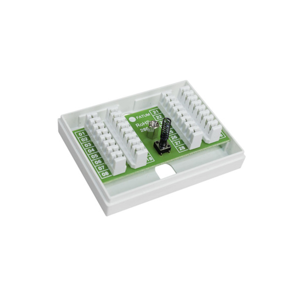 Alarmtech DEM-973 28016.01 Caja de alarma Mini. Bloque de terminales con tamper para 16 pares de conductores. 1 par se utiliza p