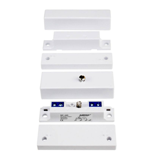 Alarmtech MC440 Contacto para montar sobre superficie, función NC, sistema antimanipulación, conexión roscada