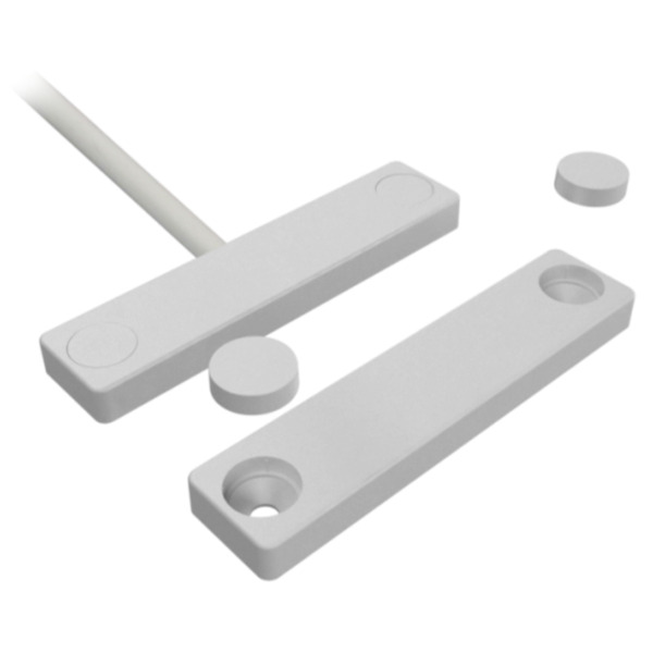 Alarmtech MC740-E Contacto magnético, NC, 2 m de cable, tornillos incluidos, cubierta de plastico