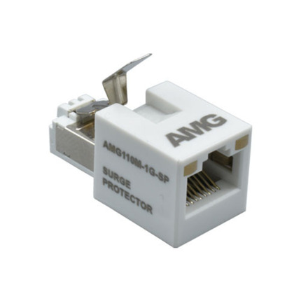 Comprar AMG AMG110M-1G-SP Protector sobre tensiones In-Line para un puerto RJ45 (10/100/1000). Hasta 0.3KA. Soporta PoE (Max 65W). Gama Industrial.