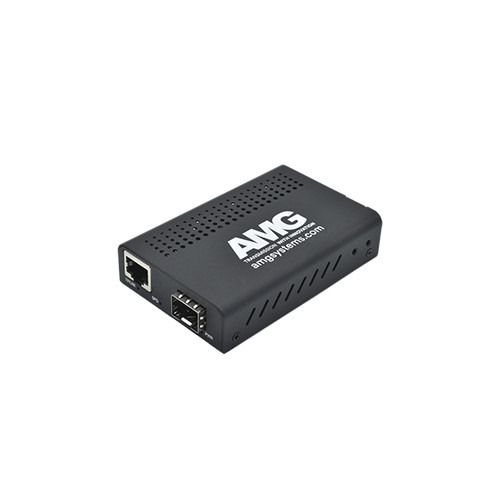 AMG AMG210M-1G-1S Media Converter Comercial 1x 10/100/1000 RJ45, 1x 100/1000 SFP (No incluido), 0⁰-50⁰C, NDAA, incluye fuente al