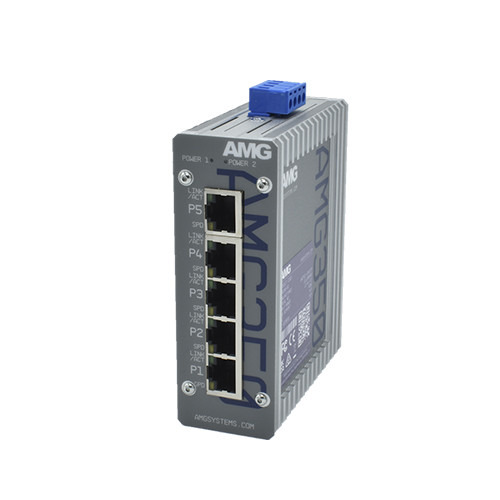 AMG AMG350-5G Switch Industrial No gestionable 5x Giga RJ45, Carril DIN/Pared, 12-56Vdc. F.A. No incluida.