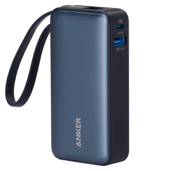 ANKER ANK-1259-B Anker Power bank con pantalla - Capacidad 10000mAh - Entradas cable integrado, Puerto USB-C - Salidas cable int