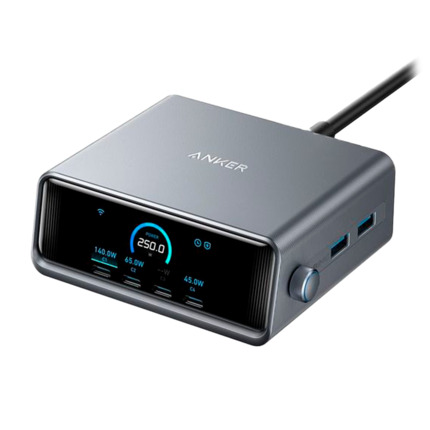 Comprar ANKER ANK-234-WCHARGER-250W2A4C-B Anker - Cargador de escritorio - Potencia 250W - Salidas 4x USB-C, 2x USB-A - Carga 4 dispositivos a la vez - Pantalla LCD | Tecnología GaNPrime