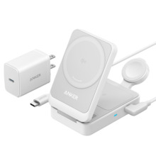 ANKER ANK-2557-3-IN-1-W Cargador inalámbrico 3 en 1 Anker - Tecnología Magsafe - Carga rápida: iPhone, Airpods, Apple Watch - Ca