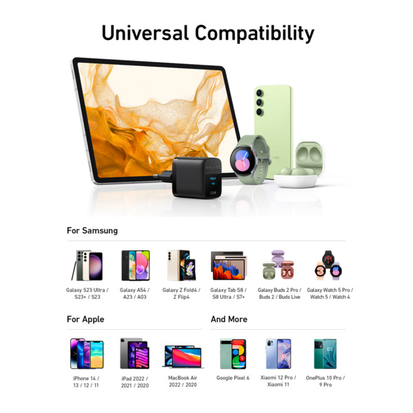 ANKER ANK-312-WCHARGER-25W1C-B Anker - Cargador USB - Potencia 25W - Carga rápida  - Salida USB-C - Color negro (11)