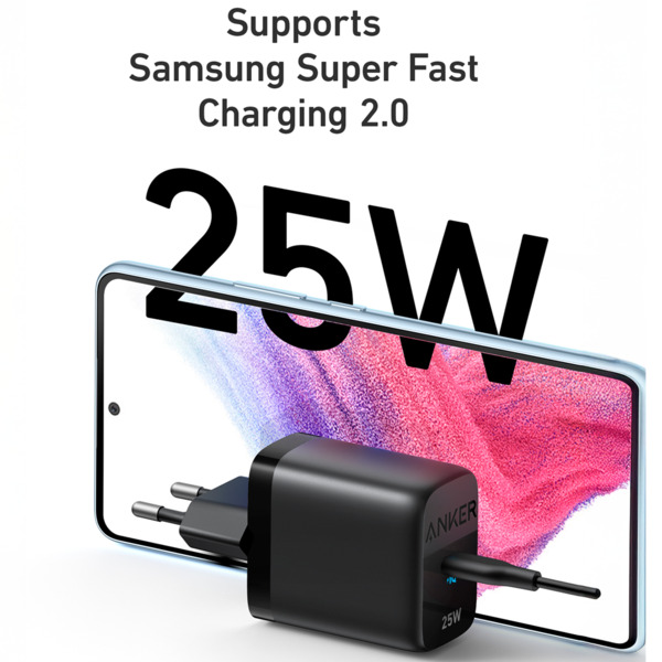 ANKER ANK-312-WCHARGER-25W1C-B Anker - Cargador USB - Potencia 25W - Carga rápida  - Salida USB-C - Color negro (9)