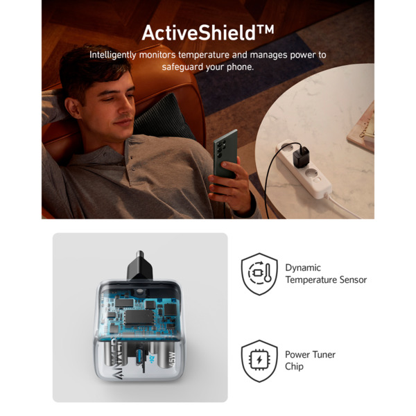 ANKER ANK-313-WCHARGER-45W1C-B Anker - Cargador USB - Potencia 45W - Carga rápida  - Salida USB-C - Color negro (11)