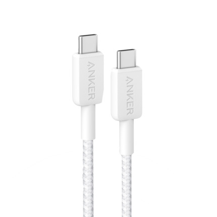 Comprar ANKER ANK-322-USBC-USBC-90-W Anker - Cable USB2.0  - USB-C a USB-C - Cable de nylon trenzado - Longitud 0.9m - Carga rápida 60W | Color blanco