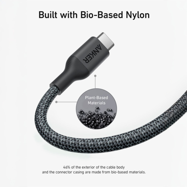 ANKER ANK-544-USBC-USBC-180-B Anker - Cable USB2.0  - USB-C a USB-C - Cable de Bio-Nylon trenzado - Longitud 1.8m - Color negro (1)