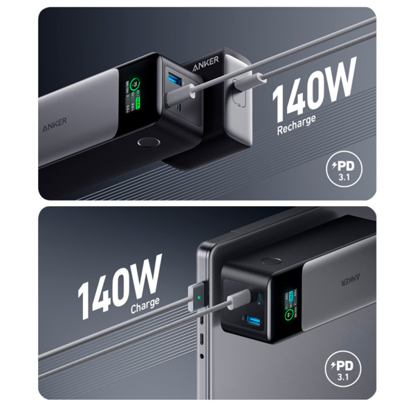 ANKER ANK-737-POWERCORE-B Anker Power bank con pantalla digital - Capacidad 24000mAh  - Entrada USB-C - Salidas 2x USB-C, USB-A (1)