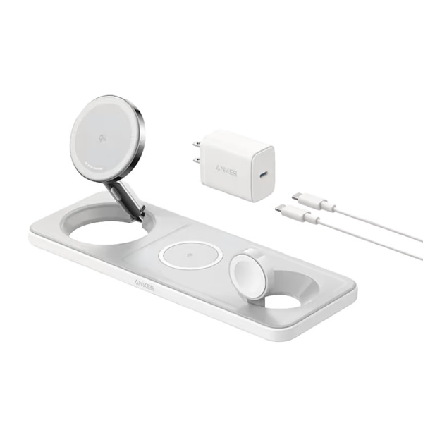 ANKER ANK-PADWCHARGER-3-IN-1-W Cargador inalámbrico 3 en 1 Anker - Tecnología MagGo - Carga rápida: iPhone, Airpods, Apple Watch
