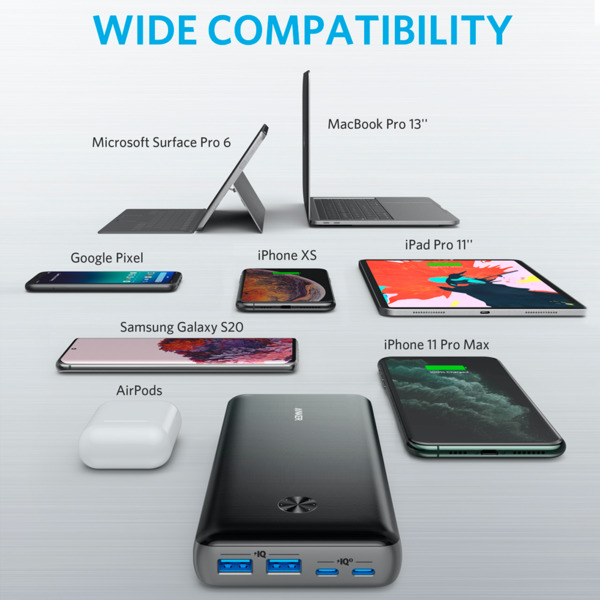 ANKER ANK-POWERCORE3-ELITE-B Anker Power bank con LEDs de carga - Capacidad 25600mAh  - Entrada USB-C - Salidas 2x USB-C, 2x USB (3)