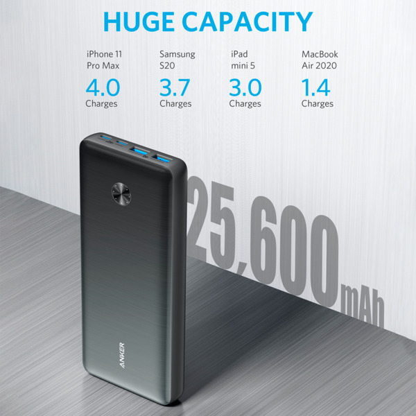 ANKER ANK-POWERCORE3-ELITE-B Anker Power bank con LEDs de carga - Capacidad 25600mAh  - Entrada USB-C - Salidas 2x USB-C, 2x USB (5)