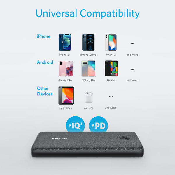 ANKER ANK-POWERCORE3-SENSE-B Anker Power bank con LEDs de carga - Capacidad 10000mAh  - Entradas USB-C - Salidas USB-C, 2x USB-A (1)