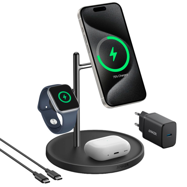ANKER ANK-SWCHARGER-3-IN-1-B Cargador inalámbrico 3 en 1 Anker - Tecnología MagGo - Carga rápida: iPhone, Airpods, Apple Watch - (5)