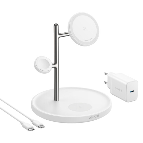 ANKER ANK-SWCHARGER-3-IN-1-W Cargador inalámbrico 3 en 1 Anker - Tecnología MagGo - Carga rápida: iPhone, Airpods, Apple Watch -