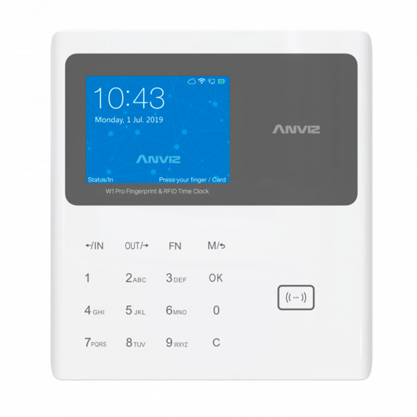 ANVIZ W1C-PRO Control de presencia - Tarjeta EM y PIN  - 10.000 usuarios | 100.000 registros - TCP/IP y USB - 2.8" TFT | 8 (7)