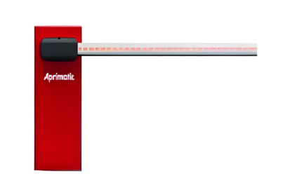 Comprar APRI-KIT-P50-RD Barrera de parking con brazo redondo D80 de 5 metros, uso intensivo, 1.000 cilclos/día, motor 24 Vdc.