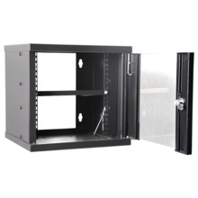 Armario rack para pared - Hasta 6U rack de 10&quot; - Hasta 15 Kg de carga - Con pasacables - Bandeja incluida - Profundidad 300