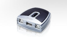 Aten 2-Port USB 2.0 Peripheral Switch 480 Mbit/s Negro, Plata