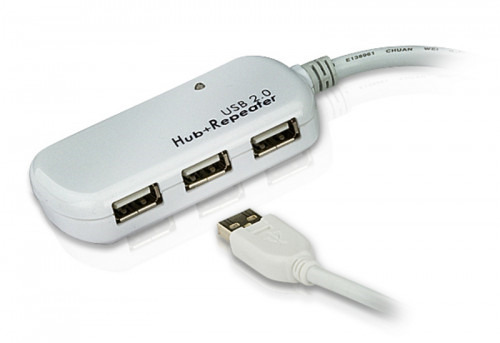 ATEN Cable extensor USB 2.0 de 12 m con hub de cuatro puertos (soporta conexión en cadena hasta 60 m)