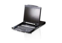 ATEN Consola LCD dual rail con switch KVM integrado VGA PS/2-USB de 8 puertos