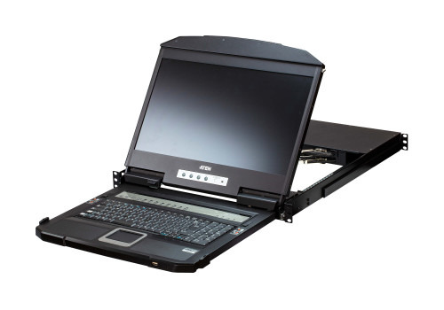 ATEN Consola LCD panorámica multiview dual rail con switch KVM integrado HDMI USB de 4 puertos (3)