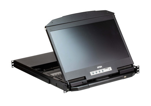 ATEN Consola LCD panorámica multiview dual rail con switch KVM integrado HDMI USB de 4 puertos (5)