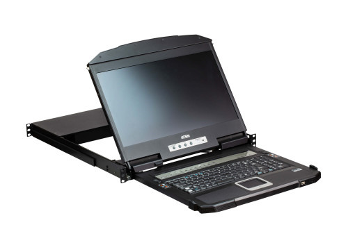 ATEN Consola LCD panorámica multiview dual rail con switch KVM integrado HDMI USB de 4 puertos (6)