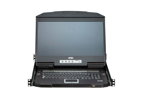 ATEN Consola LCD panorámica multiview dual rail con switch KVM integrado HDMI USB de 4 puertos