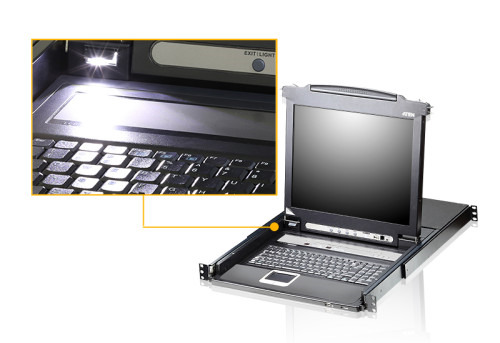 Aten Consola LCD single rail con switch KVM integrado VGA PS/2-USB de 16 puertos (3)