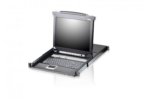 Aten Consola LCD single rail con switch KVM integrado VGA PS/2-USB de 16 puertos