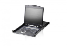 Aten Consola LCD single rail con switch KVM integrado VGA PS/2-USB de 8 puertos