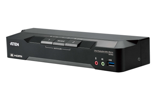 ATEN Matriz de vídeo en formato compacto KVM DisplayPort 4K dual display de 2 puertos con Boundless Switching