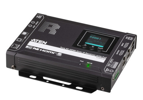 ATEN PREMIUM MODEL (CONSULTAR) TRUE 4K HDMI OVER IP RECEIVER WITH POE, USB PERIPHERAL SUPPORT AND IR / RS-232 / ETHERNET (WEBGUI