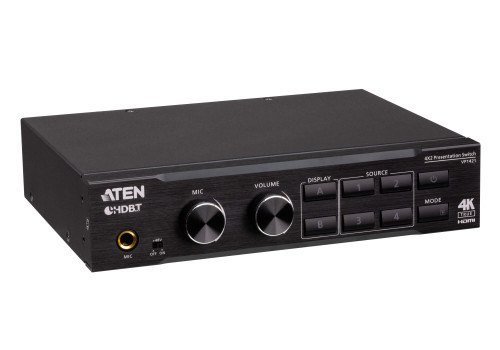 ATEN Switch de presentación True 4K 4 x 2 con escalador de vídeo, DSP y HDBaseT-Lite (4)