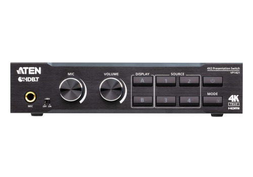 ATEN Switch de presentación True 4K 4 x 2 con escalador de vídeo, DSP y HDBaseT-Lite (3)