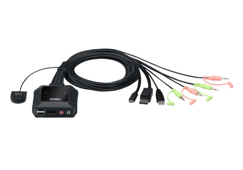 ATEN Switch KVM en formato cable híbrido DisplayPort de 2 puertos USB-C (1)