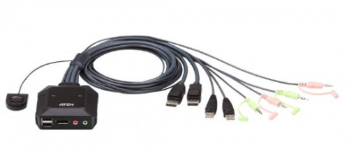 ATEN SWITCH KVM FORMATO CABLE DISPLAYPORT USB DE 2 PUERTOS SELECTOR REMOTO DE PUERTO (CS22DP-AT)