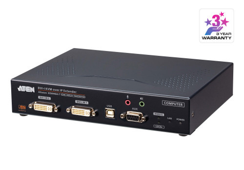 ATEN Transmisor de KVM DVI-I a través de IP de doble pantalla con acceso a Internet